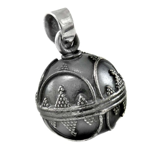 Oxidised Sterling Silver Jewellery High Polish 925 Sterling Silver Ball Pendant Proveedor