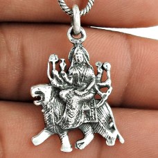 925 Sterling Silver Maa Sherawali Pendant