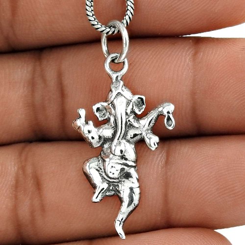Small Design God Ganesh 925 Sterling Silver Pendant