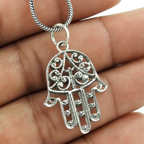 New Style Of!! 925 Sterling Silver Hamsa Pendant
