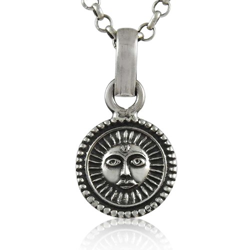New Faceted ! Sun Design 925 Sterling Silver Pendant