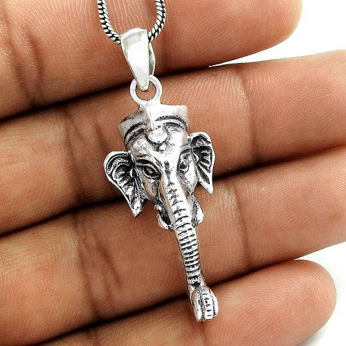 Solid Ganesha Mouth Sterling Silver Jewellery Pendant