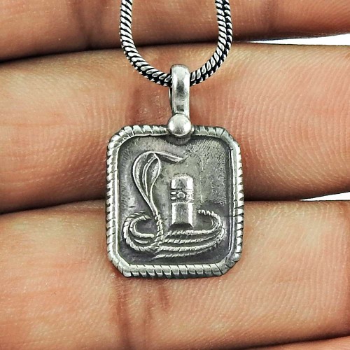 925 Sterling Silver Oxidised Jewellery Traditional Silver Handmade Shivling Pendant