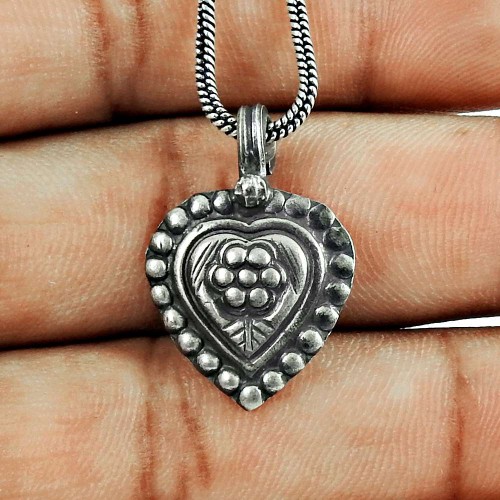 925 Sterling Silver Oxidised Jewellery Designer Heart Pendant