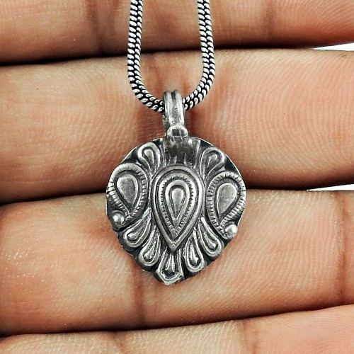 Oxidised Sterling Silver Indian Fashion Jewellery Handmade Silver Pendant