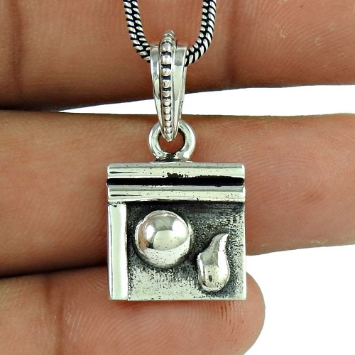 Women Gift HANDMADE Jewelry 925 Solid Sterling Silver Geometric Pendant CD16