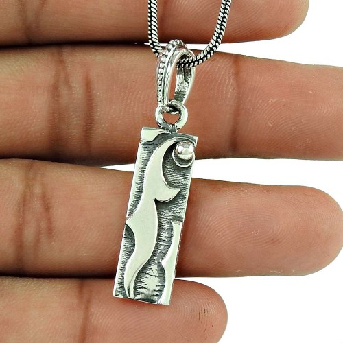 Women Gift HANDMADE Jewelry 925 Solid Sterling Silver Oxidized Pendant C54
