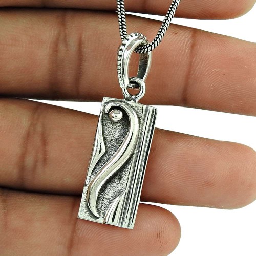 HANDMADE Indian Jewelry 925 Solid Sterling Silver Oxidized Pendant J18