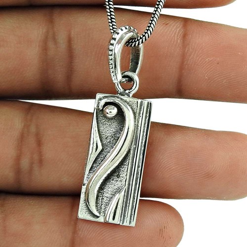 Geometric Pendant HANDMADE Woman Gift Jewelry 925 Sterling Solid Silver T32