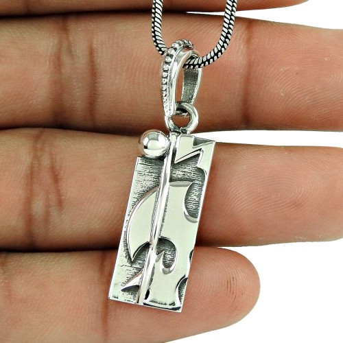 Geometric Pendant 925 Solid Sterling Silver HANDMADE Jewelry Woman Gift N68