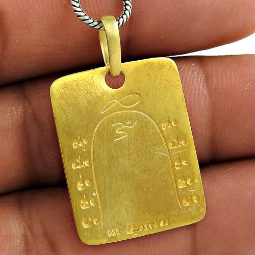 Big Natural Top Gold Plating Solid 925 Sterling Silver Pendant
