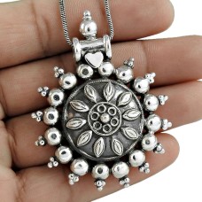 Latest Trend Oxidized 925 Sterling Silver Pendant Vintage Jewelry