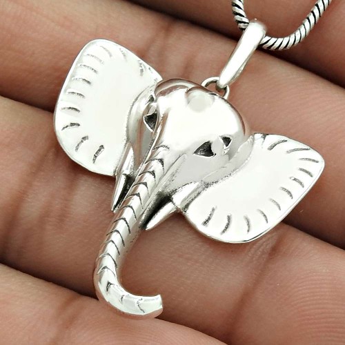 Elephant Mouth Pendant Solid 925 Sterling Silver Stylish Jewelry RF29