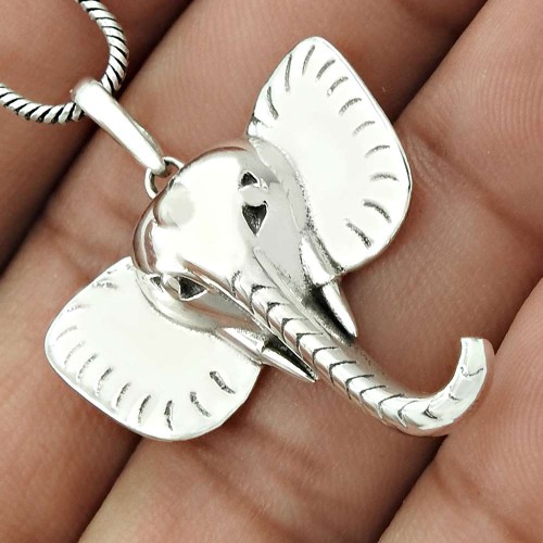 Elephant Mouth Pendant Solid 925 Sterling Silver Tribal Jewelry TG29