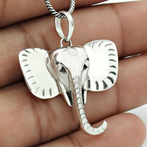 Elephant Mouth Pendant Solid 925 Sterling Silver Ethnic Jewelry YH29
