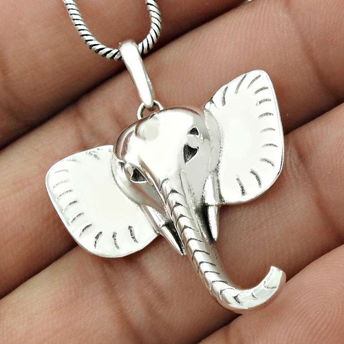 Elephant Mouth Pendant Solid 925 Sterling Silver Traditional Jewelry RF30