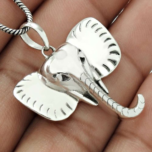 Elephant Mouth Pendant Solid 925 Sterling Silver Women Gift Jewelry TG30