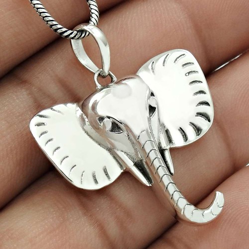 Elephant Mouth Pendant Solid 925 Sterling Silver Tribal Jewelry IK30