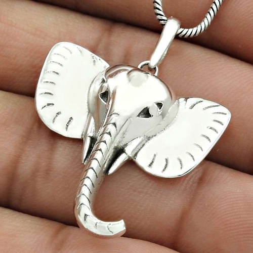 Elephant Mouth Pendant Solid 925 Sterling Silver Ethnic Jewelry AZ30