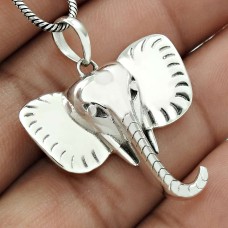 Elephant Mouth Pendant Solid 925 Sterling Silver Traditional Jewelry PL31