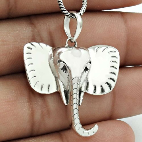 Elephant Mouth Pendant Solid 925 Sterling Silver Stylish Jewelry ED31