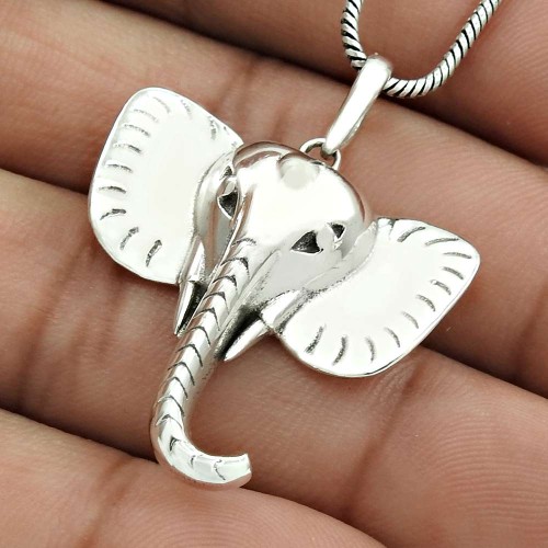 Elephant Mouth Pendant Solid 925 Sterling Silver Tribal Jewelry RF31