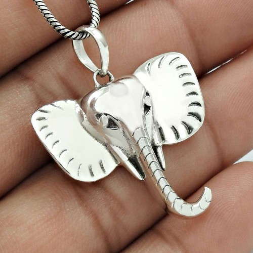 Elephant Mouth Pendant Solid 925 Sterling Silver Ethnic Jewelry TG31