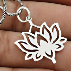 Flower Pendant Solid 925 Sterling Silver Vintage Jewelry WS32