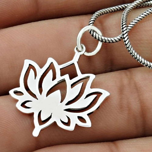 Flower Pendant Solid 925 Sterling Silver Tribal Jewelry ED33