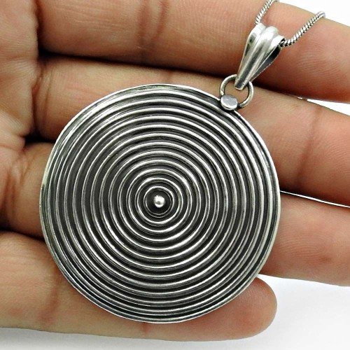 Oxidized 925 Sterling Silver Pendant Tribal Jewelry L15