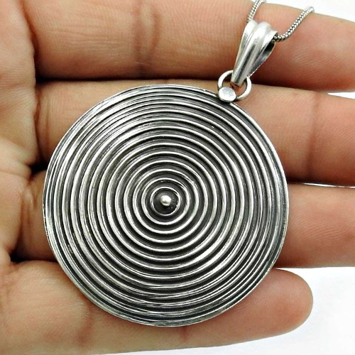 Oxidized 925 Sterling Silver Pendant Handmade Indian Jewelry N15