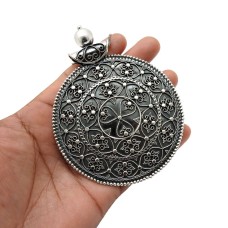 925 Sterling Silver HANDMADE Jewelry Antique Look Pendant L22