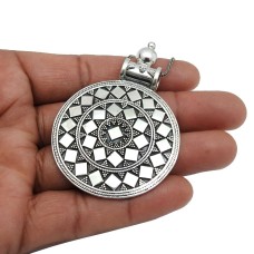 925 Sterling Silver HANDMADE Jewelry Antique Look Pendant X23