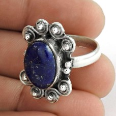 925 Sterling Silver Jewellery High Polish Lapis Gemstone Ring Manufacturer India