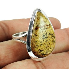 Sterling Silver Indian Jewellery High Polish Picture Jasper Gemstone Ring Wholesale Price