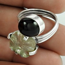 Big Delicate! 925 Silver Crystal, Black Onyx Gemstone Ring