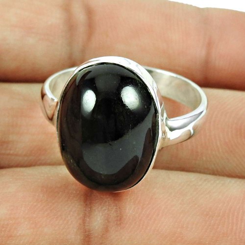 Sterling Silver Indian Jewellery High Polish Black Star Gemstone Ring Wholesale Price