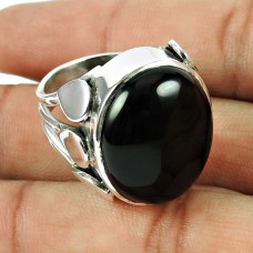 Handmade Sterling Silver Indian Jewellery High Polish Black Onyx Gemstone Ring Wholesale Price