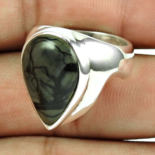 Charming Zebra Jasper Gemstone Ring 925 Silver Jewellery