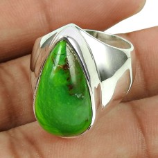 Beautiful Chrysoprase Gemstone Ring Sterling Silver Indian Jewellery