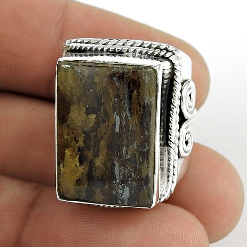 Sterling Silver Fashion Jewellery High Polish Bronzite Gemstone Ring