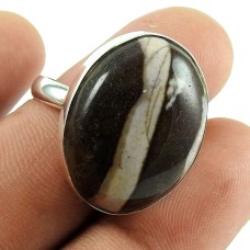 925 Sterling Silver Antique Jewellery Beautiful Brush Agate Gemstone Ring