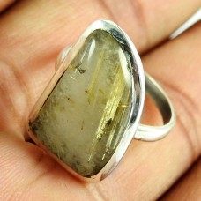 925 Sterling Silver Antique Jewellery Traditional Golden Rutile Gemstone Ring