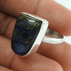 Stunning Natural Rich!! 925 Silver Labradorite Gemstone Ring Fabricant