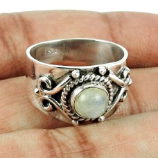 Indian Sterling Silver Jewellery Sightly Rainbow Moonstone Ring