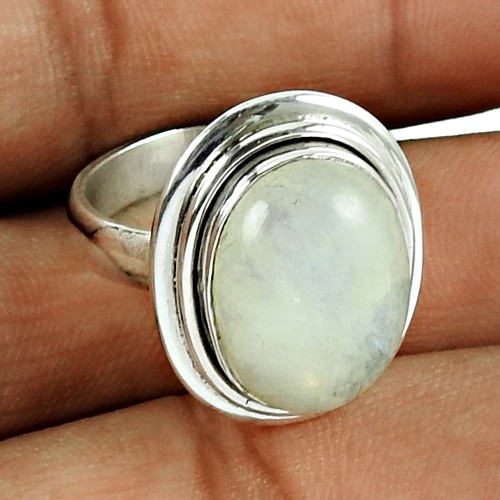 Party Wear Rainbow Moonstone Ring 925 Sterling Silver Fashion Jewellery