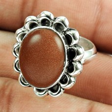 Rattling Red Sunstone Sterling Silver Ring 925 Silver Jewellery