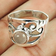 Lustrous Rose Quartz Gemstone Sterling Silver Ring 925 Sterling Silver Fashion Jewellery