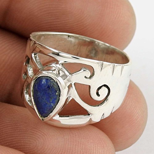 Sightly Lapis Gemstone Sterling Silver Ring Indian Sterling Silver Jewellery