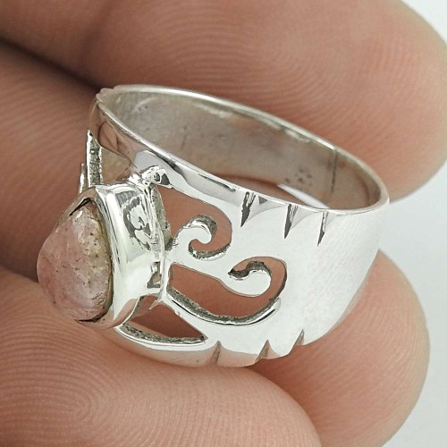 Engaging Rhodonite Gemstone Sterling Silver Ring 925 Sterling Silver Jewellery